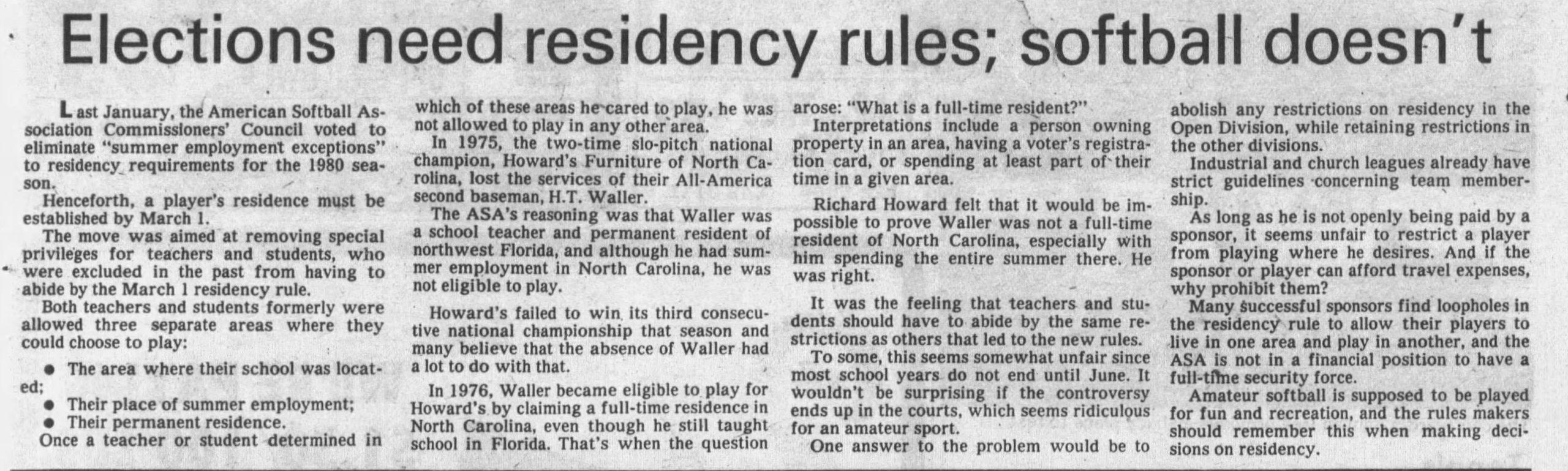 1979 Miami News Residency Rule